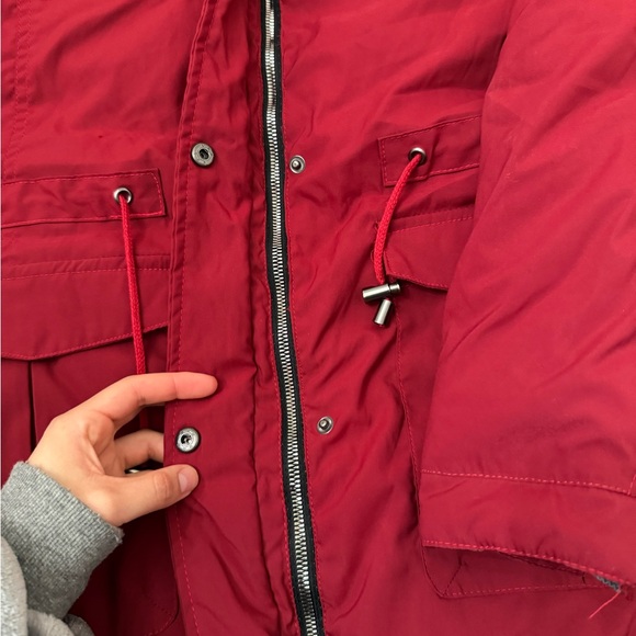 Women's Red Parka Coat - Picture 2 of 6